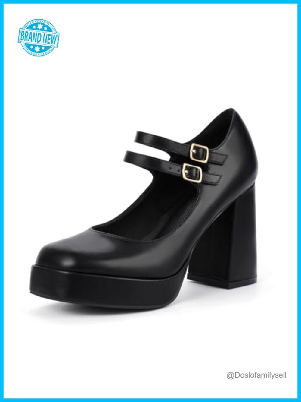 Mary Jane Platform Chunky High Heels Square Toe Pumps for Women